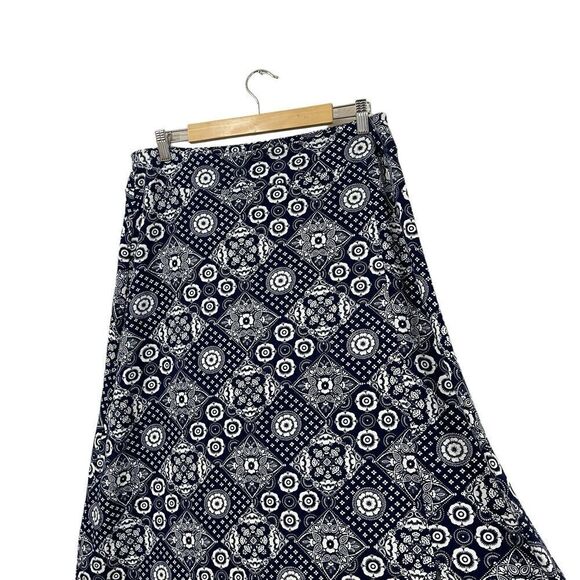 Talbots LP Large Petite Jersey Wrap Maxi Skirt Bandana Print Stretch Womens - Picture 11 of 13